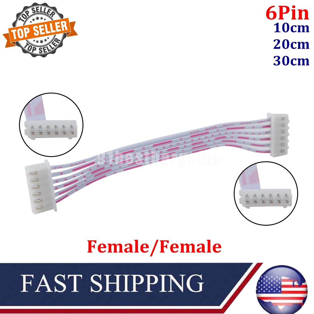 JST XH2.54mm 6 Pin Pitch Connector Cable Female to Female PCB Wire 10/20/30cm