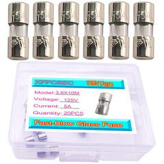 20PCS Mini Fuse 3.6X10 Mm 5 a 5 Amp 125 V 125 Volt 0.14X0.39 Inch F5AL Fast B…