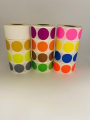 1″ Color Coded Inventory Dots Adhesive Labels 5 RLS 1000 EA (PK, RD, GR, YL, TL)