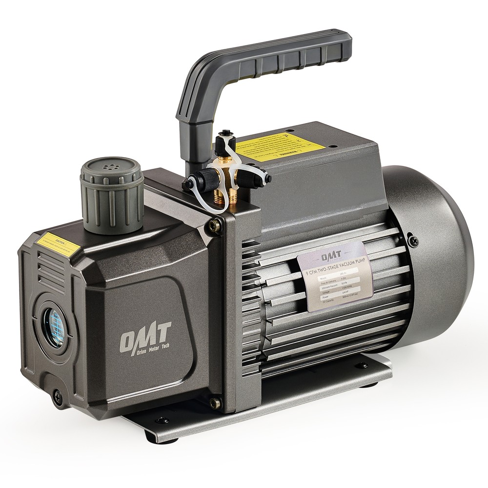 OMT 2 Stage Vacuum Pump 9 cfm 3/4 hp Rotary Vane Vacuum Pump 1.5 Micron Vacuum