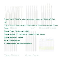 Wave Dental Burs FG Tungsten Carbide Bur 330 557L 702 Friction Grip Burr PRIMA