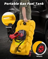 15 Gallon Fuel Caddy Portable Gas Storage Tank Container with Hand Pump 10ft US