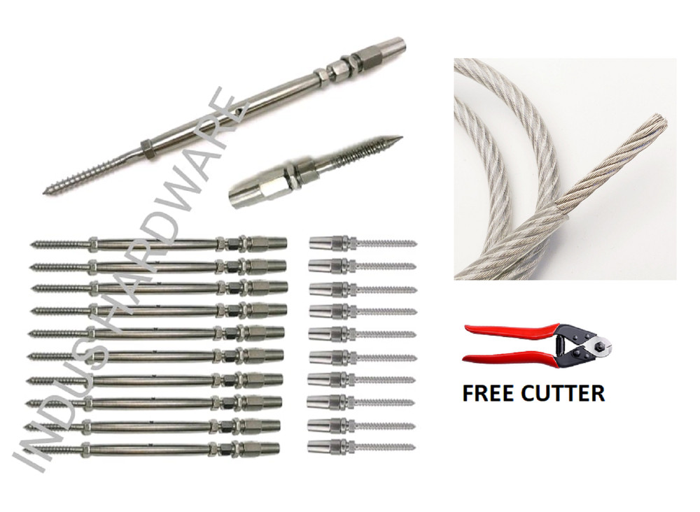 1/8″ Cable Railing 316 Stainless Steel Kit 36″,1/8 1*19 750 Ft+Full Kit For Wood