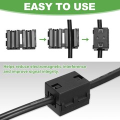 19mm Clip-on Ferrite Ring Core Square for Cable, Black Enhanced 2pcs