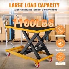 Garvee 1100Lbs Hydraulic Scissor Lift Cart 32″ Manual Lift Table w/ Wheels