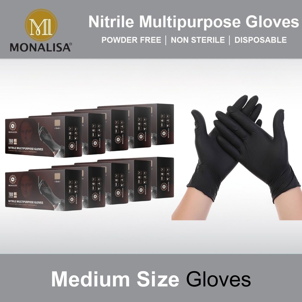 MONALISA Black 5 mil Industrial Nitrile Gloves(Powder Free)Size: M/L/XL 1000 Pcs