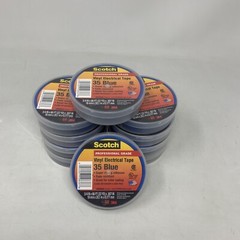 10 Rolls 3M 35 Scotch Vinyl Electrical Color Coding Tape, 3/4 in x 66 ft, Blue