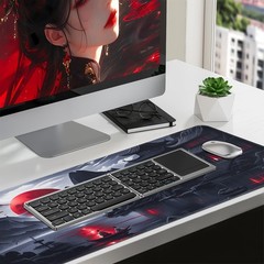 FreeNook Large Gaming Mouse Pad, Anime Black 31.5L x 11.8W inches, RedMoon