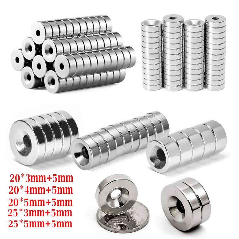 N35 Countersunk Ring Round Disc Strong Magnets Rare Earth Neodymium Hole 5mm