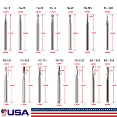 10-100 Dental FG Tungsten Carbide Burs Dills Round Type For High Speed Handpiece