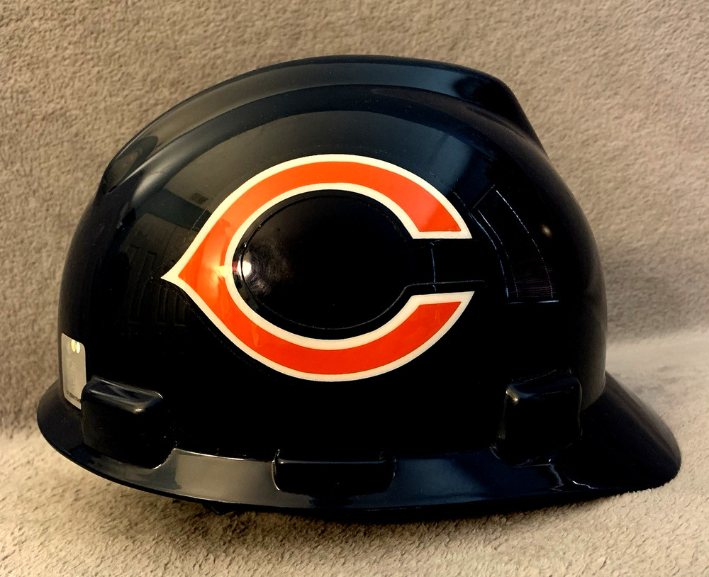 Chicago Bears MSA V-Gard Hard Hat Safety Helmet Medium Blue Construction Cap NFL
