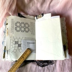 Handmade Authentic Vintage Junk Journal Book 90 Pgs Layered Lace Pockets Diary