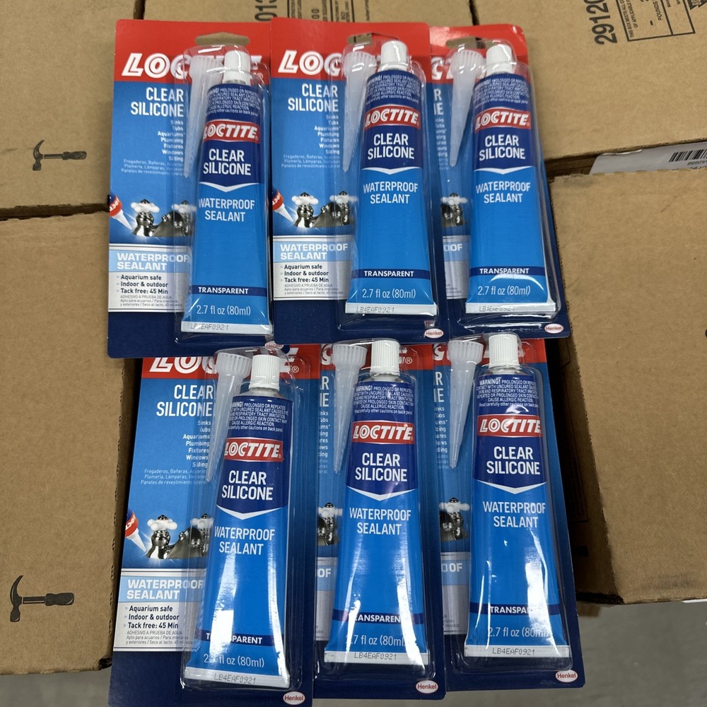Loctite 908570 Tube Clear Silicone Waterproof Sealant 2.7 oz. (Pack of 6)