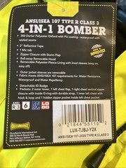 OccuNomix LUX-TJBJ-Y2X Size 2X ANSI Class 3 Hi-Vis 4-in-1 Bomber Jacket NWT