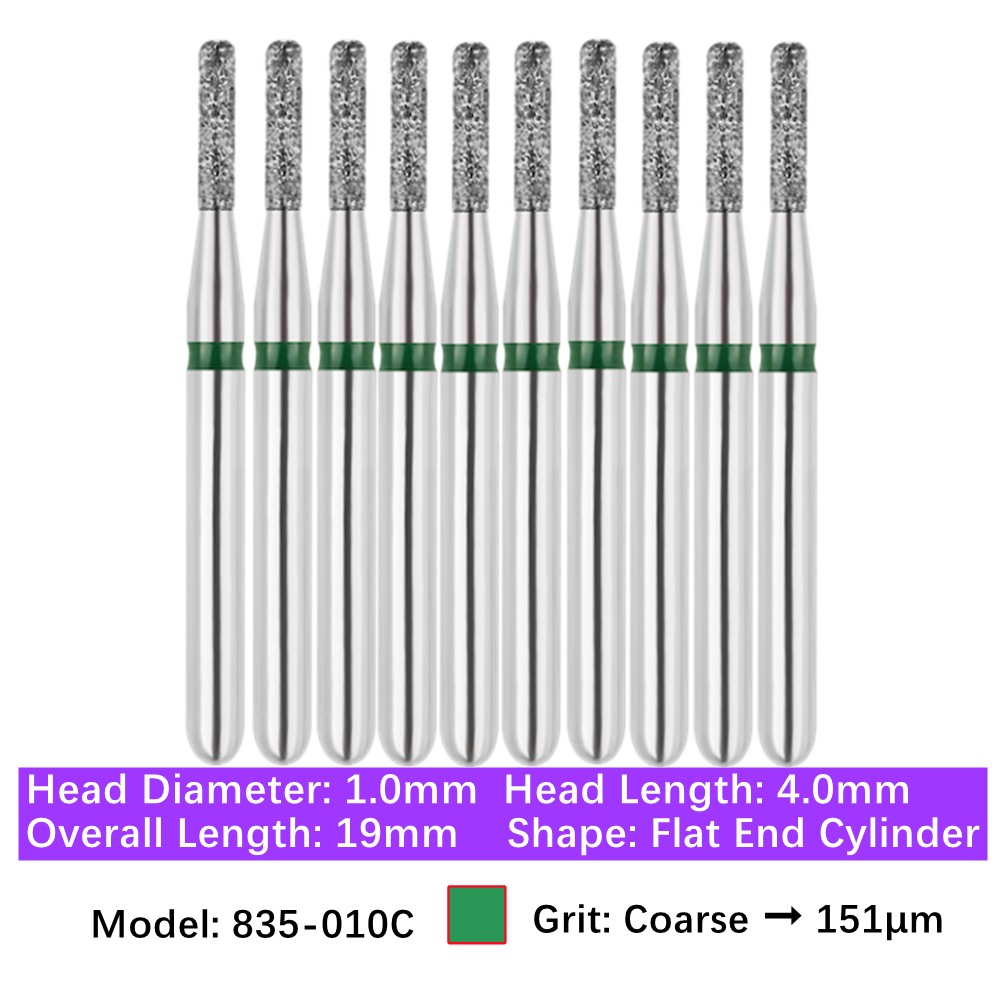 Vakker Dental Flat End Cylinder FG Diamond Bur 835-010C Coarse Grit 10/pk