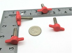 1/4-20 x 1″ Red Thumb Screws Wing Knob Delrin Head Stainless Stud Industrial