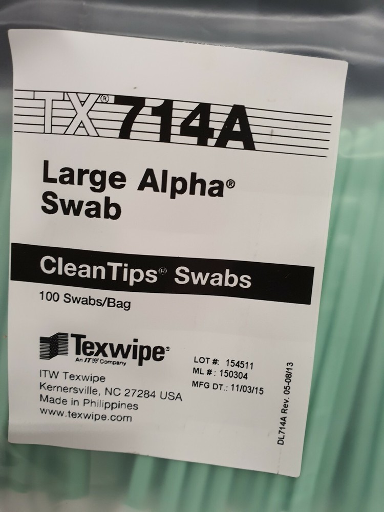 Large Alpha® TX714A Inner Bags: 10 pcs box (2 inner bags of 50 swabs)