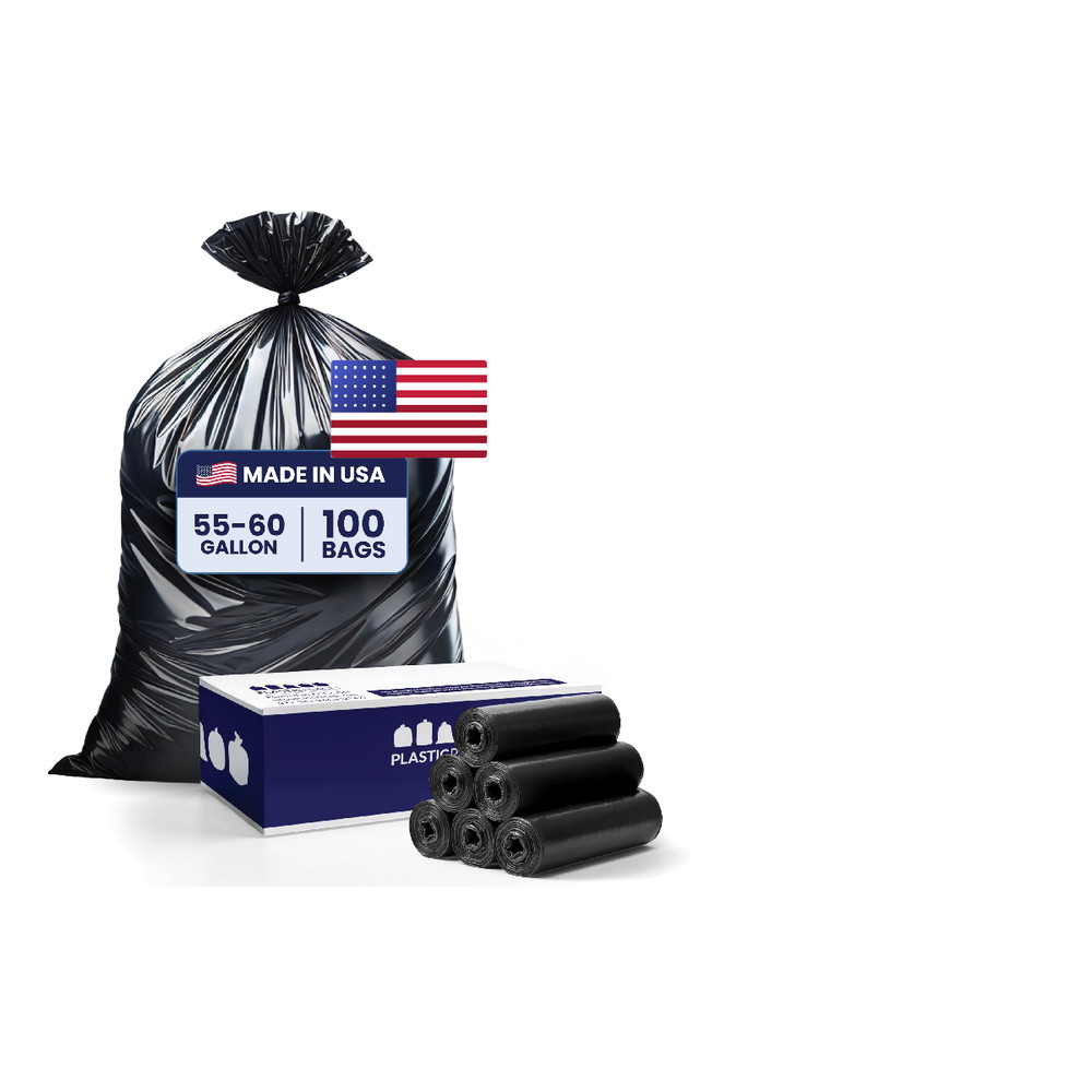 Plasticplace 55-60 Gallon Trash 1.0 Mil Heavy Duty Garbage Can 38 X 58 100