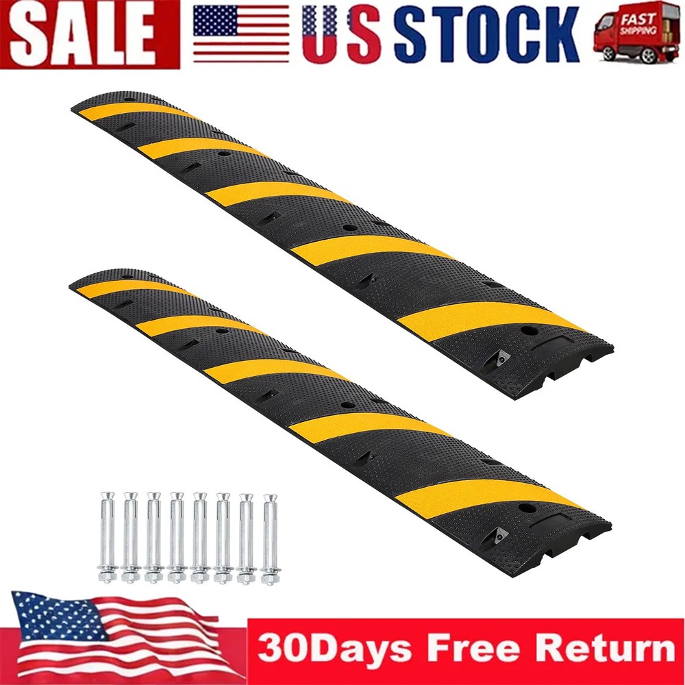 2Pack Rubber Speed Bumps Heavy Duty Rubber Speed Bumps 72” Cable Protector Ramp