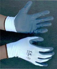 144 Pair White Nylon Work Gloves w/ Gray Nitrile Palm Finger Coating S, M, L, XL