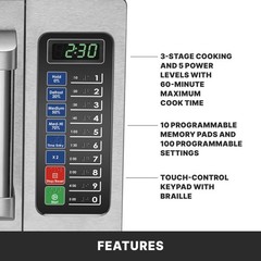 Microwave Oven 0.9 cu ft 1000W Programmable Stainless Steel Waring Commercial