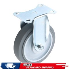 4 Pieces 5″ Industrial Casters Heavy Duty Fixed Rubber Casters 1400 Pounds Grey