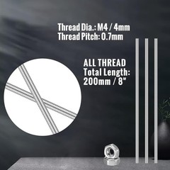 8/32 Inch 4mm Threaded Rod with Hex Nuts 4mm Stainless Steel Threads Studs Rods