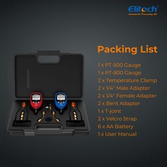Elitech Manifold Gauge PT-500/800+220LBS Scale LMC-100A+Leak detector CLD-100