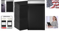 Pack of 100 Self-Seal 4×7 Inch Black Bubble Envelopes – Shock-Absorbing Layer