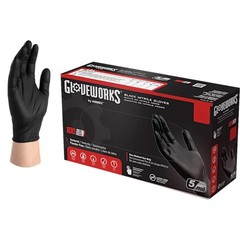 GLOVEWORKS Black Nitrile Gloves 5mil (L), 100 Count