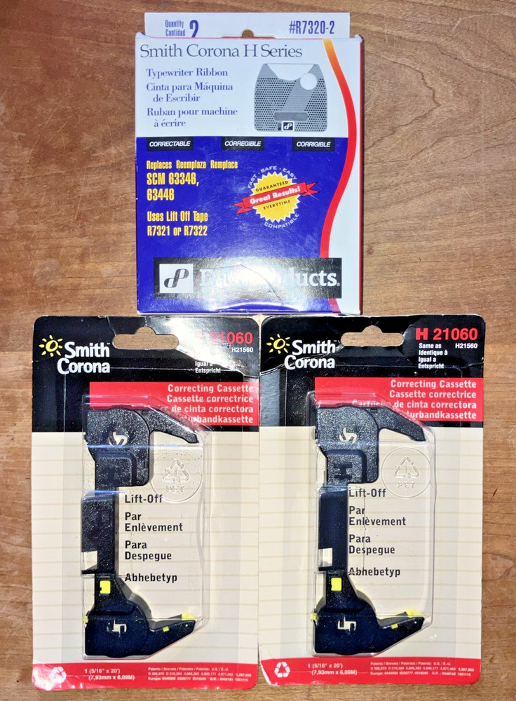 Lot 2 Smith Corona Lift-off Correcting Cassettes & 1 Ribbon H Series R7320-2