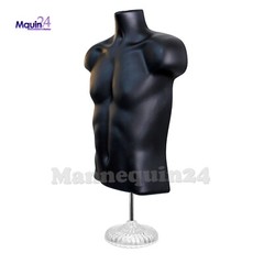 BLACK & FLESH MALE MANNEQUIN TORSOS SET +2 STANDS + 2 HANGERS MEN’s DRESS FORMS