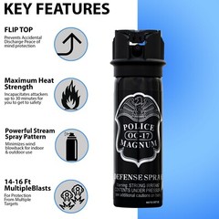 4 POLICE MAGNUM Pepper Spray 3oz Safety Flip Top Stream Self Defense Protection