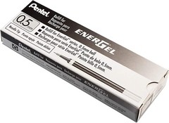 Pentel Refill Ink for EnerGel Liquid Gel Pen, fine (0.5mm), Black Ink, Box of 12