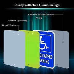 Large Handicap Parking Sign, 18″ X 12″, Rust Free Aluminum, Reflective