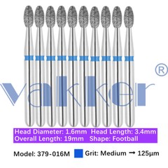 10pc/pk Dental Diamond Burs Shape Egg Diamond Bur Super Fine Medium Coarse