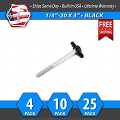 1/4″-20 x 3″ Thumb Screw Stainless Steel – Black Tee / Wing Knob – USA