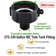 Ceaeso 275-330 IBC Tote Hose Adapter, 2″ Coarse Thread, Black