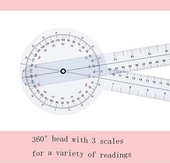 12 in Goniometer 360° Transparent Protractor Physical Therapy Measurement Ruler