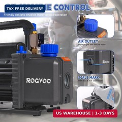 3.5 CFM AC Vacuum Pump and Manifold Gauge Set, 110V 1/4 HP Single Stage Rotary V