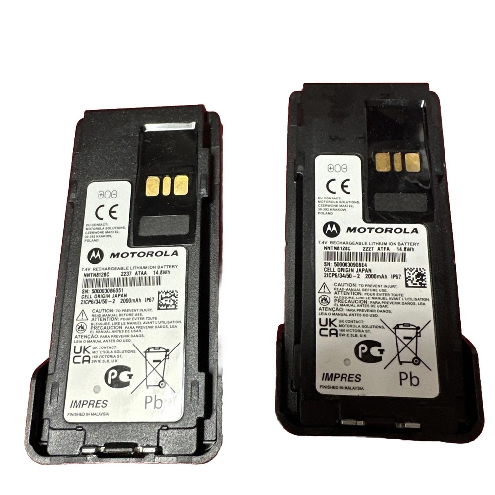 2X OEM MOTOROLA NNTN8128C IMPRESS BATTERY 2000mAH 2022 Dated