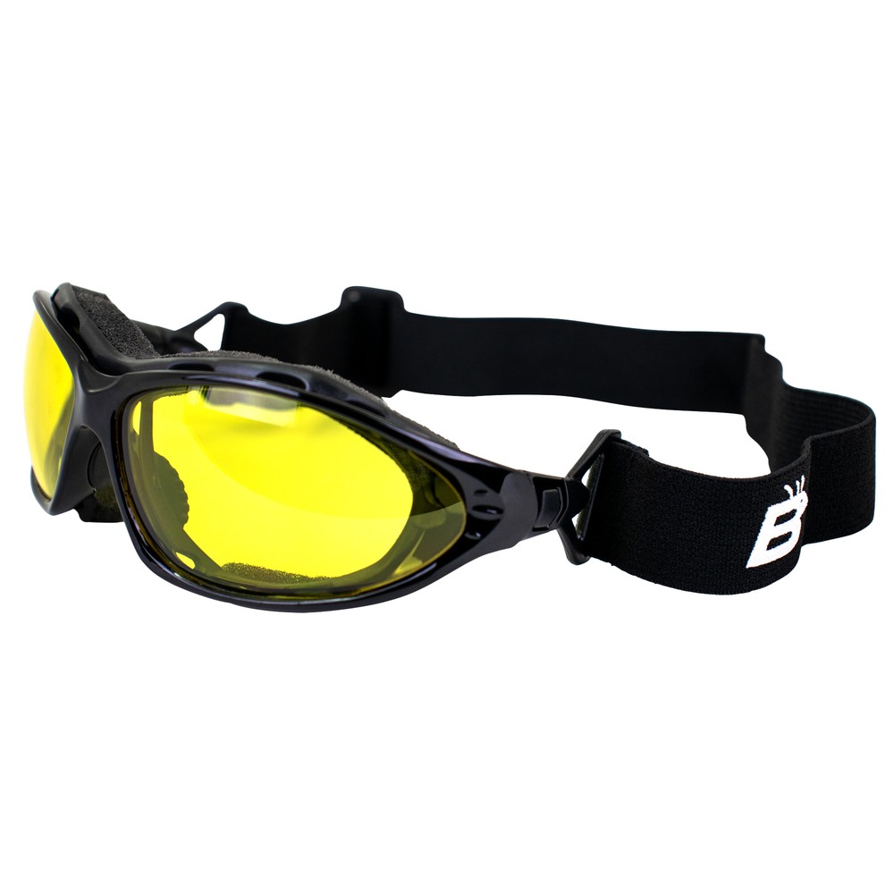 Birdz Eyewear Thrasher Padded Motorcycle Glasses for Men & Women Black Frame