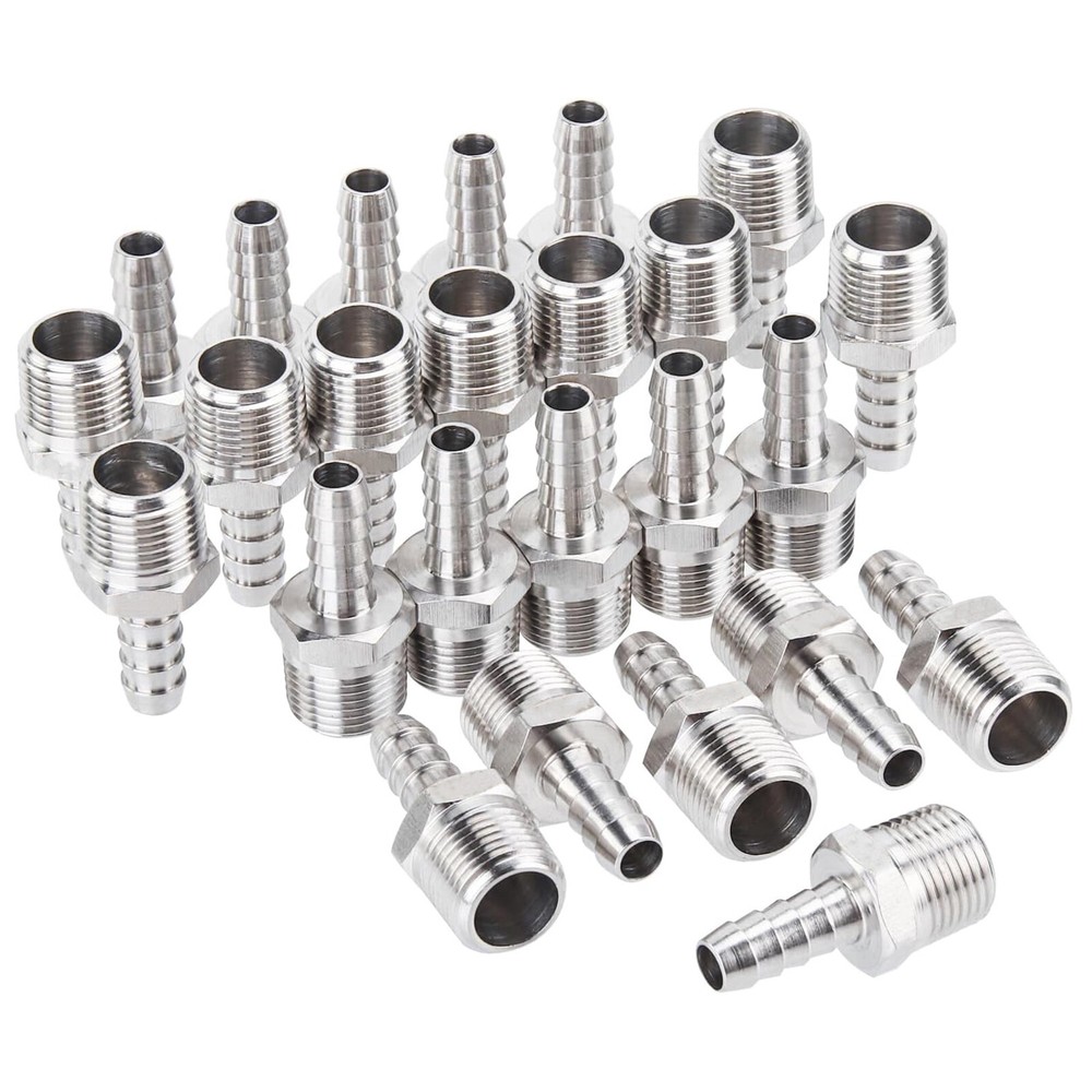 Male Threaded 304 Stainless Steel Barb Hose Pipe Fitting Tail Connector Adaptor