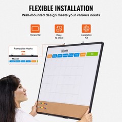 Uimoso 36″x24″Monthly Calendar Whiteboard & Cork Board Combo with Aluminum Frame