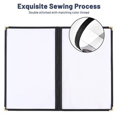 WeChef 30pcs Menu Cover 8.5×14 2 Page 4 View Double Fold Black Restaurant Cafe