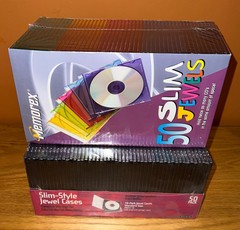 100 Memorex & Belkin (50 pack ea) Multi Color & Black Slim Jewel Cases, Sealed