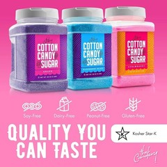 Fun Strawberry & Blue Raspberry Cotton Candy Sugar 3-Pack with 100 Cones