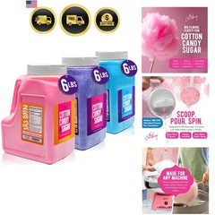 Cotton Candy Floss Sugar 6lbs 96oz jars- 3 Pack Strawberry, Raspberry Blue an…
