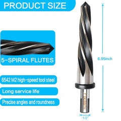 1” Bridge Construction Reamer Drill Bit, M2 HSS Taper Chucking Reamer for Steel