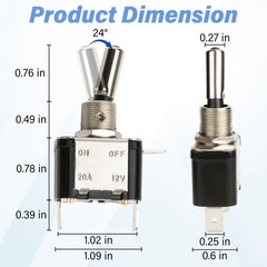 3 PCS LED Lighted Rocker Toggle Switch, 12V SPST 3 Pin 2 Position ON/Off Rock